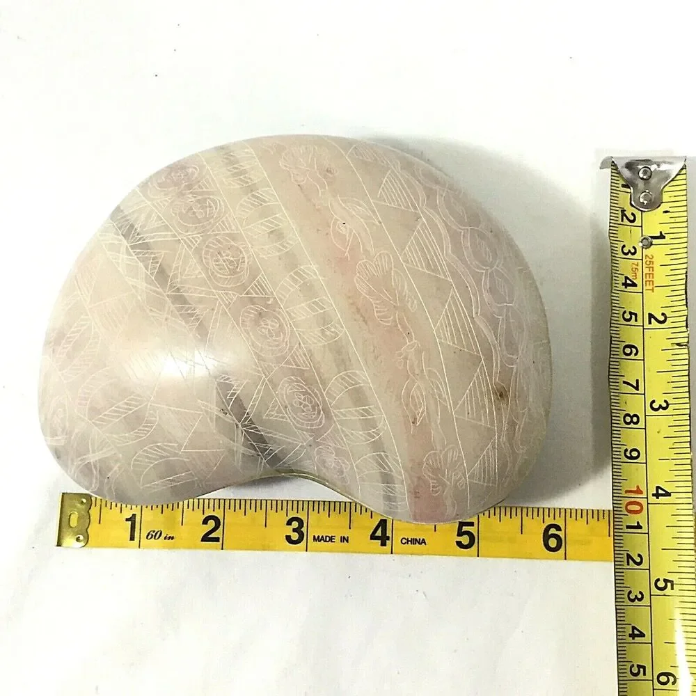 Besmo Jewelry Trinket Box Soapstone Hand Carved Kenya African Kidney Paperweight